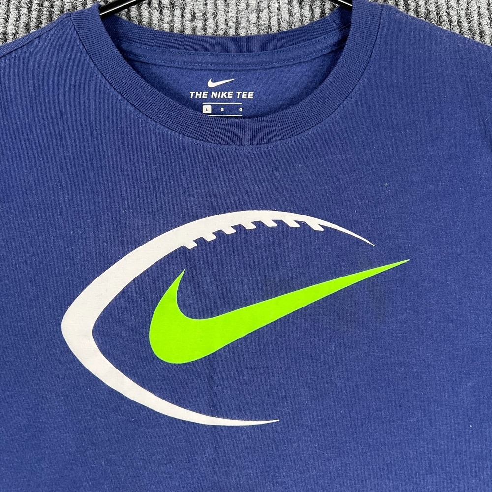 Nike Shirt Youth Boys Large Blue Short Sleeve Crew Neck Football Athletic